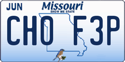 MO license plate CH0F3P
