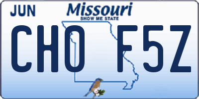 MO license plate CH0F5Z