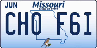MO license plate CH0F6I