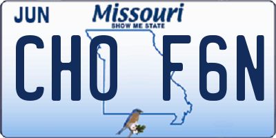 MO license plate CH0F6N