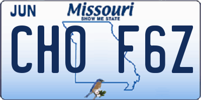 MO license plate CH0F6Z