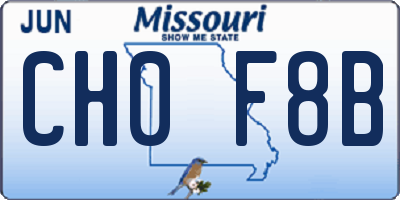 MO license plate CH0F8B