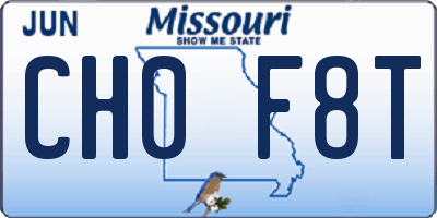 MO license plate CH0F8T