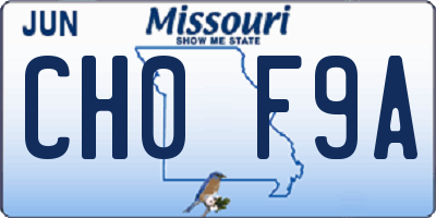MO license plate CH0F9A