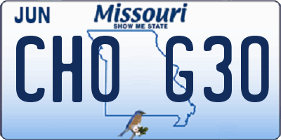 MO license plate CH0G3O