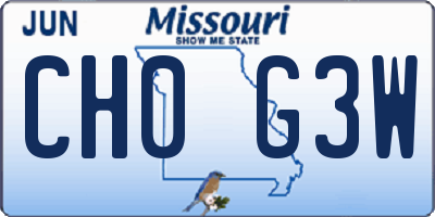 MO license plate CH0G3W