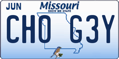 MO license plate CH0G3Y