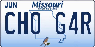 MO license plate CH0G4R