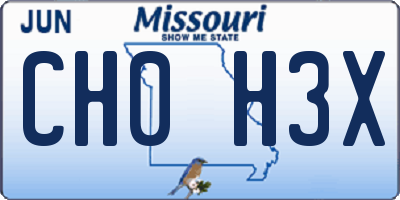 MO license plate CH0H3X