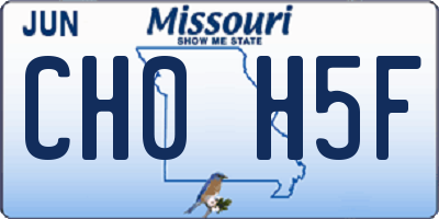MO license plate CH0H5F