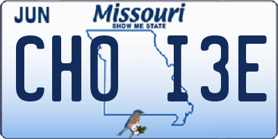 MO license plate CH0I3E