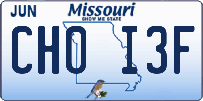 MO license plate CH0I3F