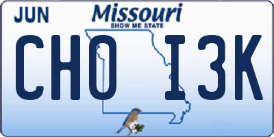 MO license plate CH0I3K