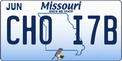 MO license plate CH0I7B