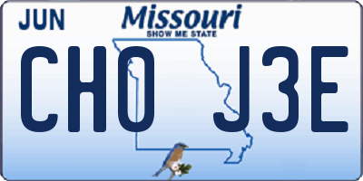 MO license plate CH0J3E