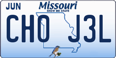 MO license plate CH0J3L