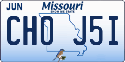 MO license plate CH0J5I