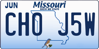 MO license plate CH0J5W