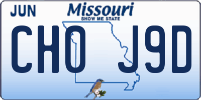 MO license plate CH0J9D