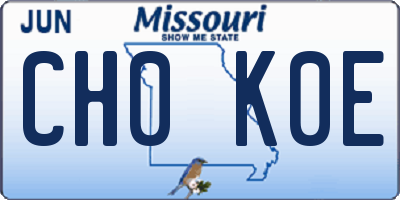MO license plate CH0K0E