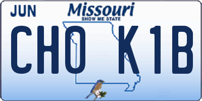 MO license plate CH0K1B
