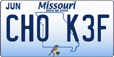MO license plate CH0K3F