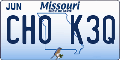 MO license plate CH0K3Q