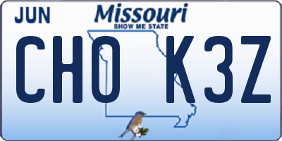 MO license plate CH0K3Z