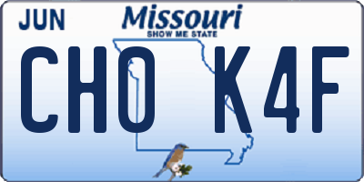MO license plate CH0K4F