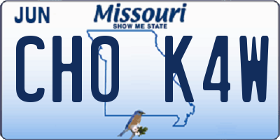 MO license plate CH0K4W