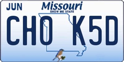 MO license plate CH0K5D