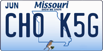 MO license plate CH0K5G