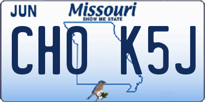 MO license plate CH0K5J