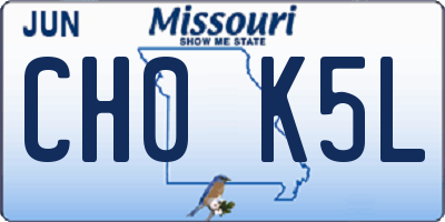 MO license plate CH0K5L