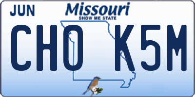 MO license plate CH0K5M