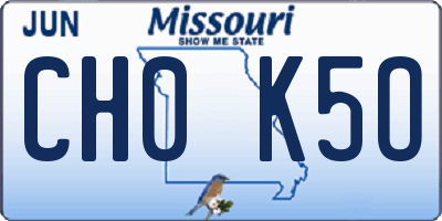 MO license plate CH0K5O