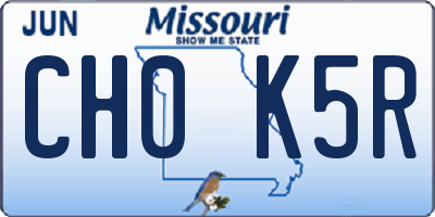 MO license plate CH0K5R