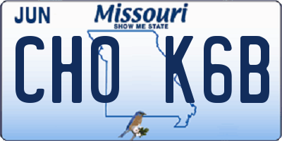 MO license plate CH0K6B