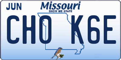 MO license plate CH0K6E