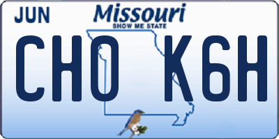 MO license plate CH0K6H