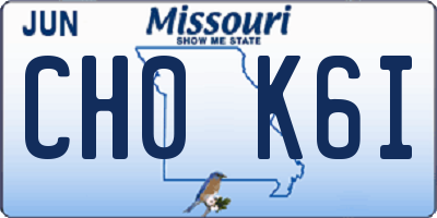 MO license plate CH0K6I