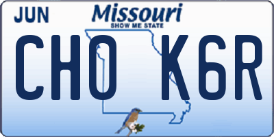 MO license plate CH0K6R