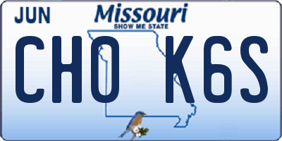 MO license plate CH0K6S