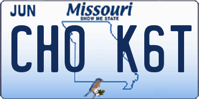MO license plate CH0K6T