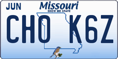 MO license plate CH0K6Z