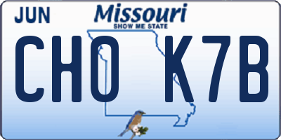 MO license plate CH0K7B