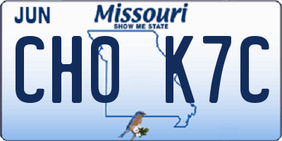 MO license plate CH0K7C