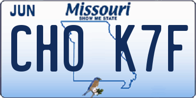 MO license plate CH0K7F