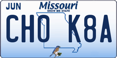 MO license plate CH0K8A