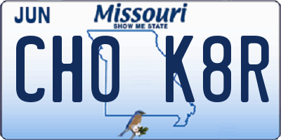 MO license plate CH0K8R